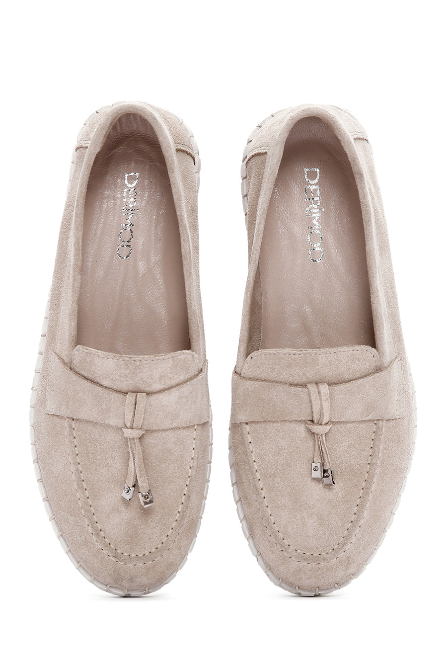 Kadın Bej Süet Deri Comfort Loafer