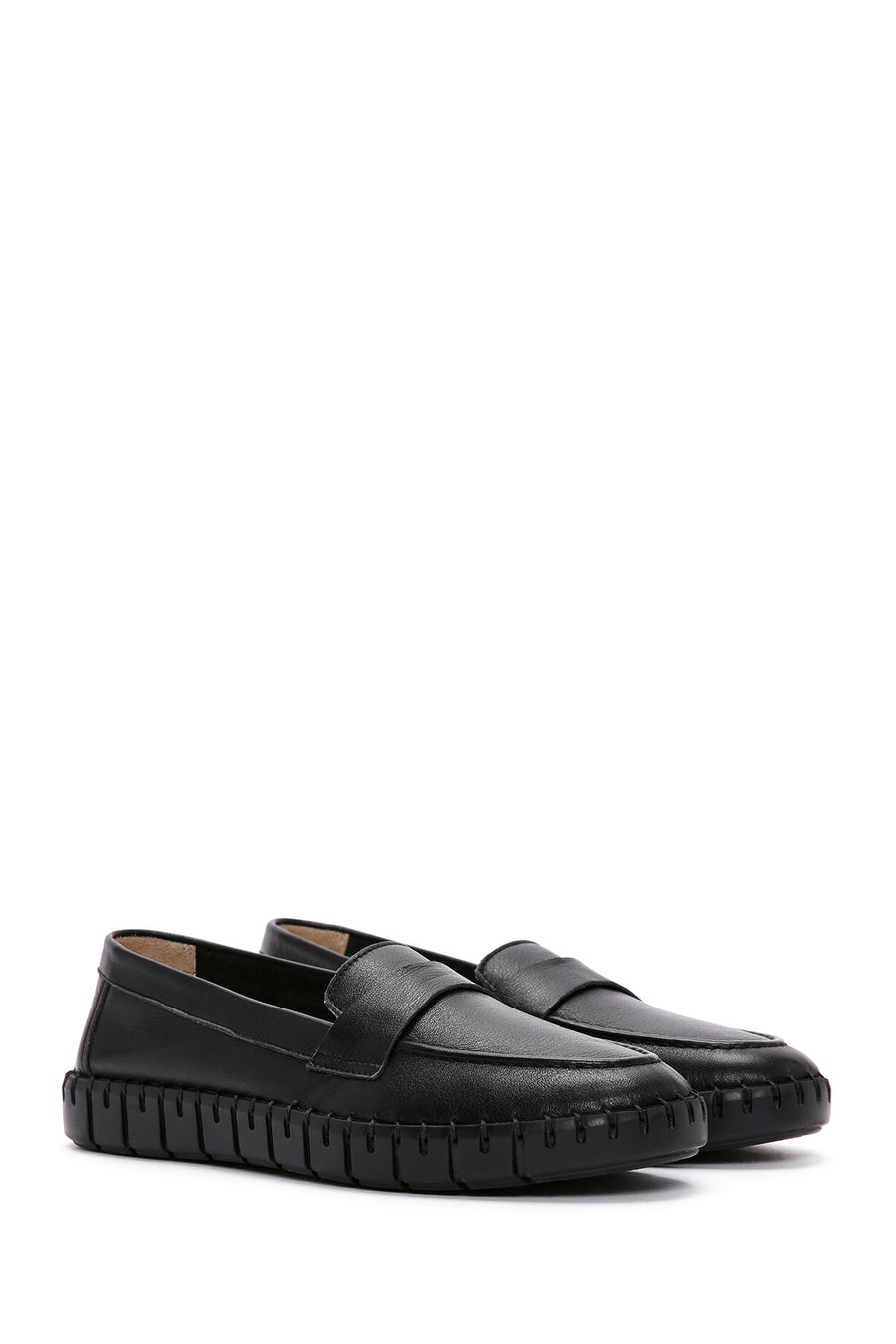 Women's Black Leather Comfort Loafer