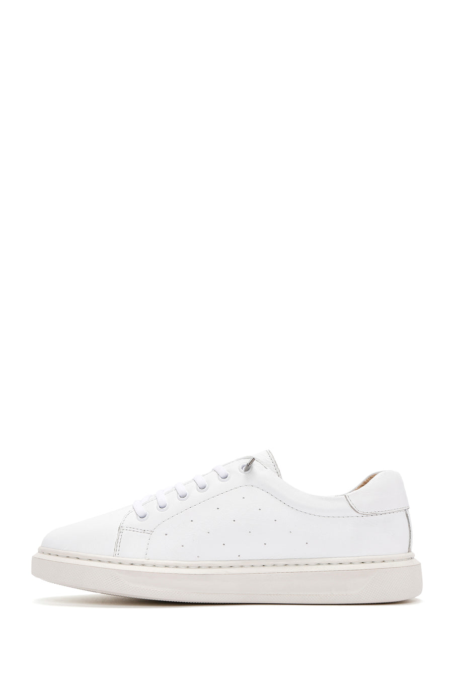 Kadın Beyaz Bağcıklı Deri Sneaker