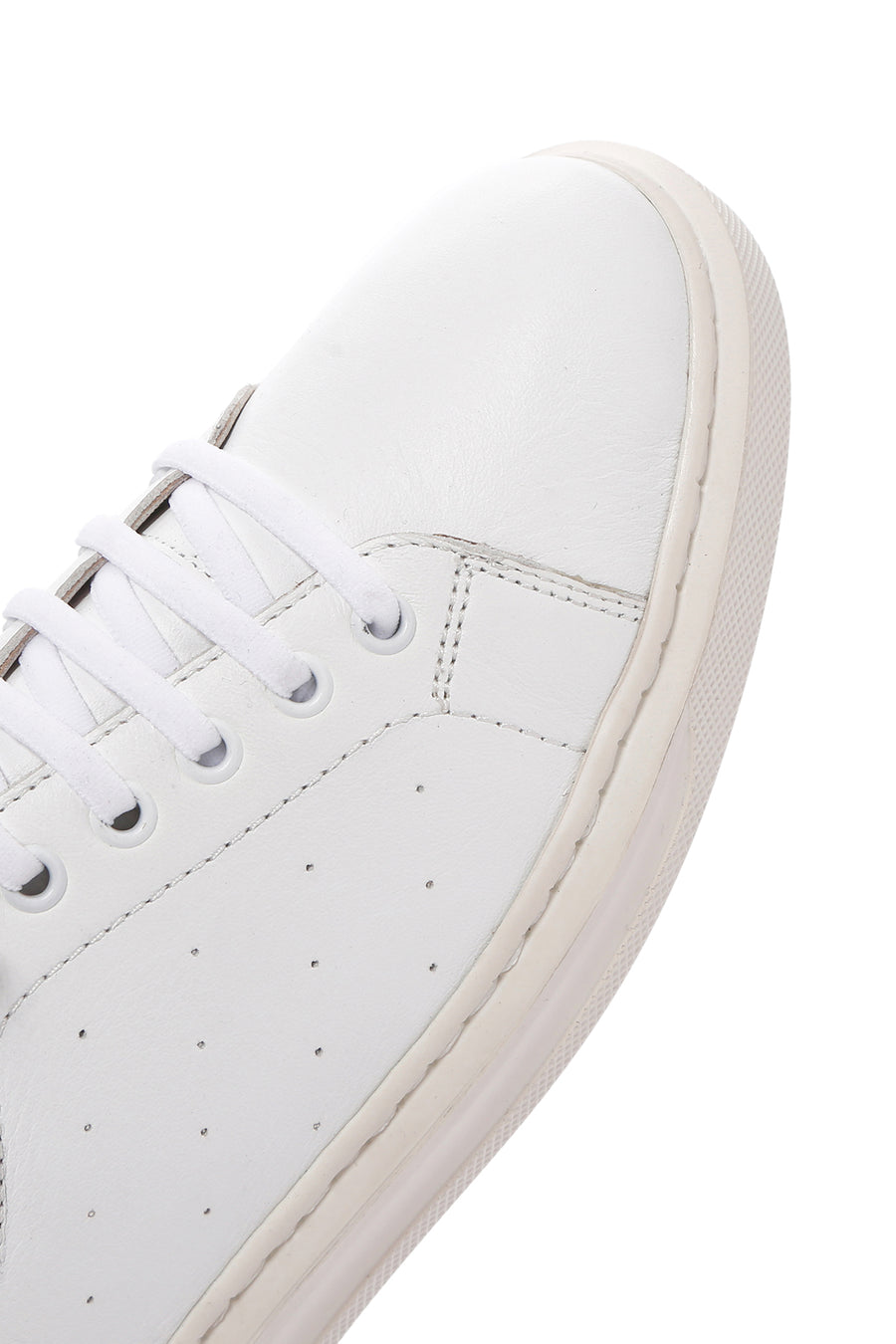 Kadın Beyaz Bağcıklı Deri Sneaker