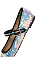 Kadın Pembe Payet Desenli Deri Babet | Derimod