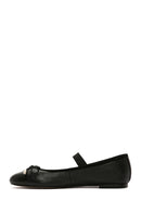 Women's Black Leather Ballerinas | Derimod