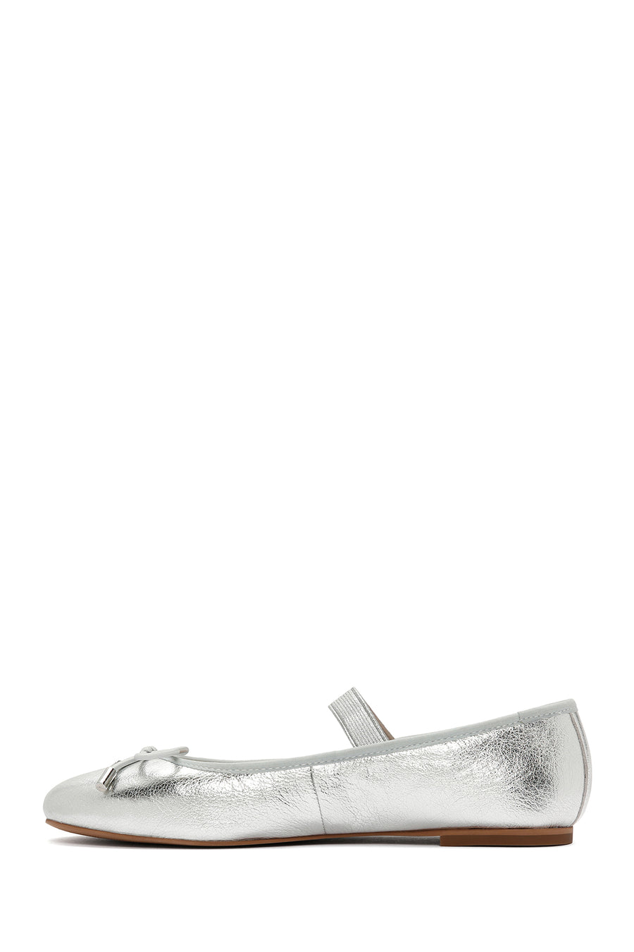 Women's Silver Metallic Leather Ballerinas