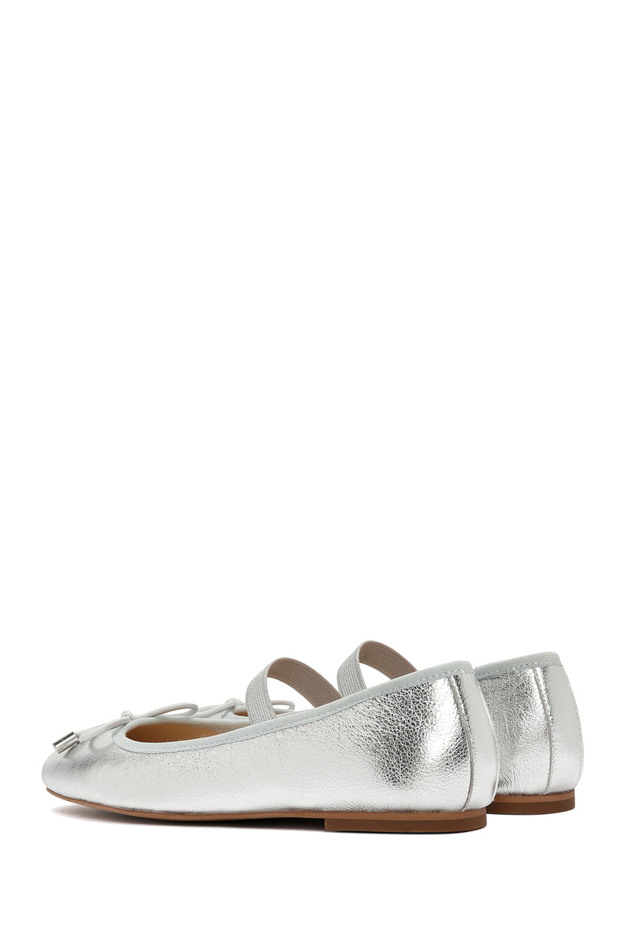 Women's Silver Metallic Leather Ballerinas