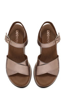 Kadın Gri Bilekten Bantlı Kalın Tabanlı Deri Sandalet | Derimod