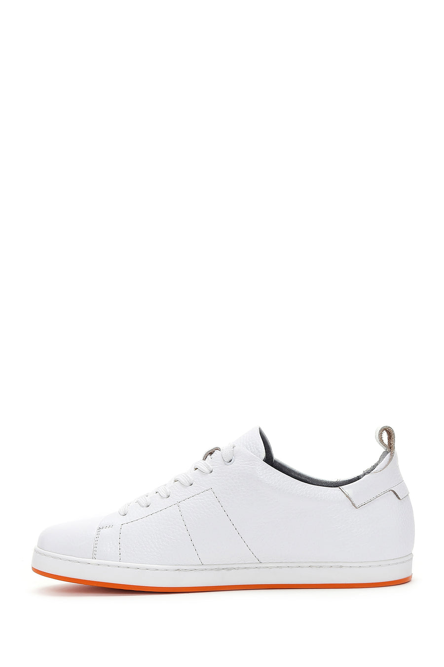Men's White Lace-Up Leather Sneaker