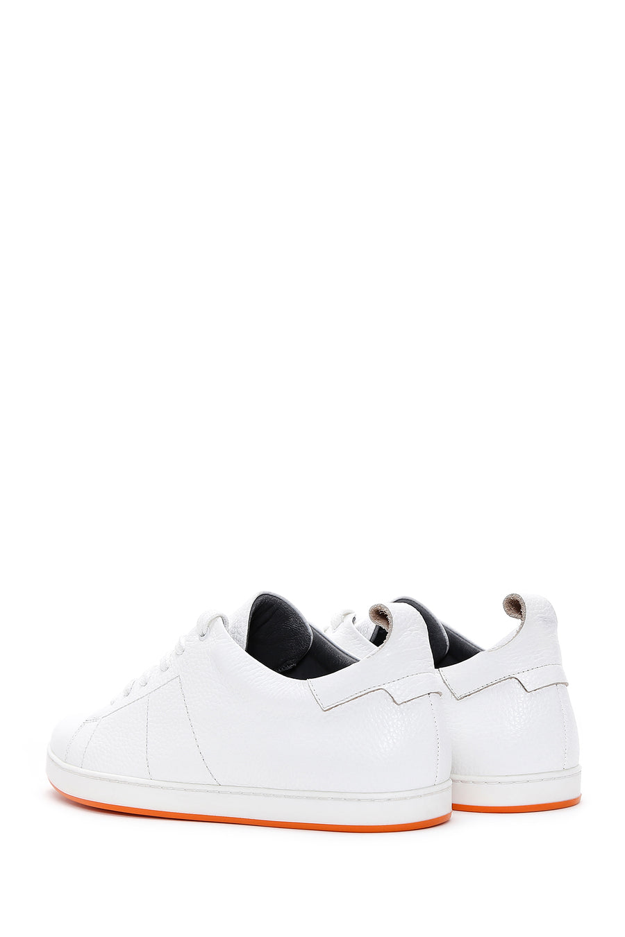 Men's White Lace-Up Leather Sneaker