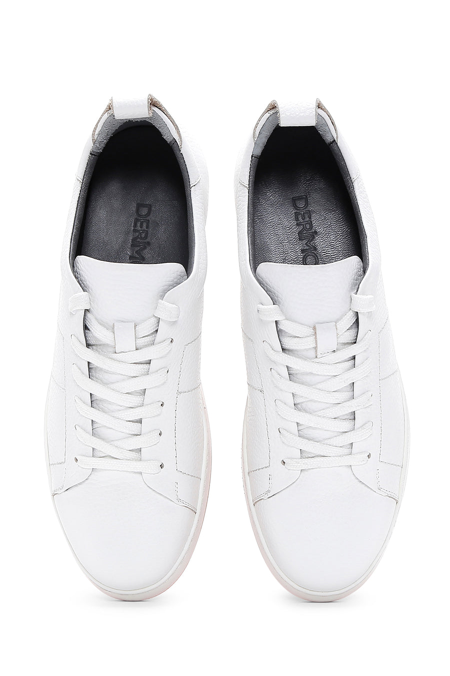 Men's White Lace-Up Leather Sneaker