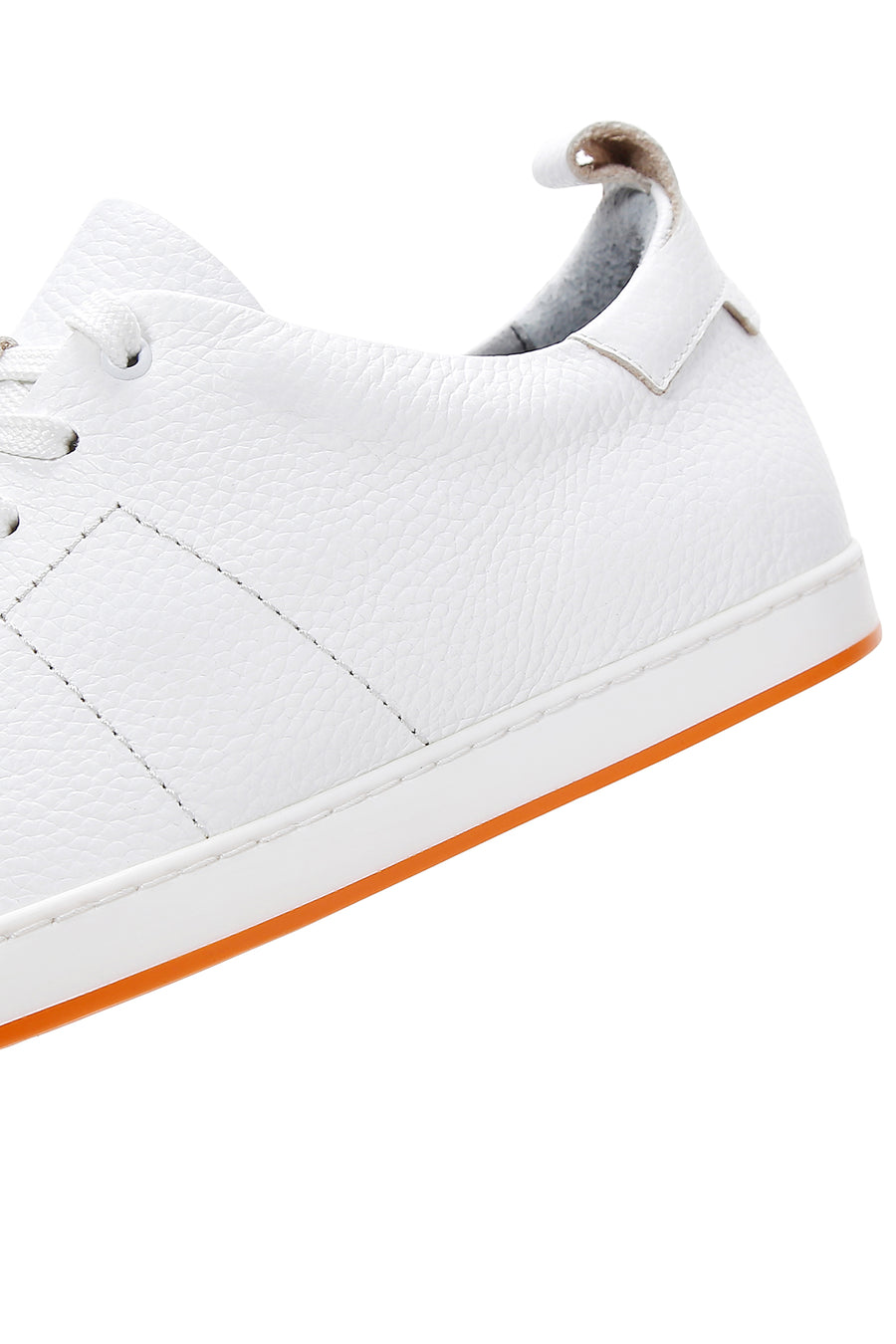 Men's White Lace-Up Leather Sneaker
