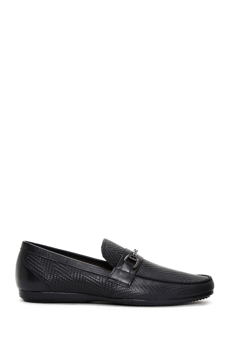 Men's Black Printed Leather Casual Loafer 24SFD600426 | Derimod