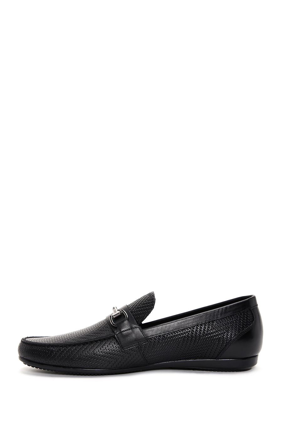 Men's Black Printed Leather Casual Loafer