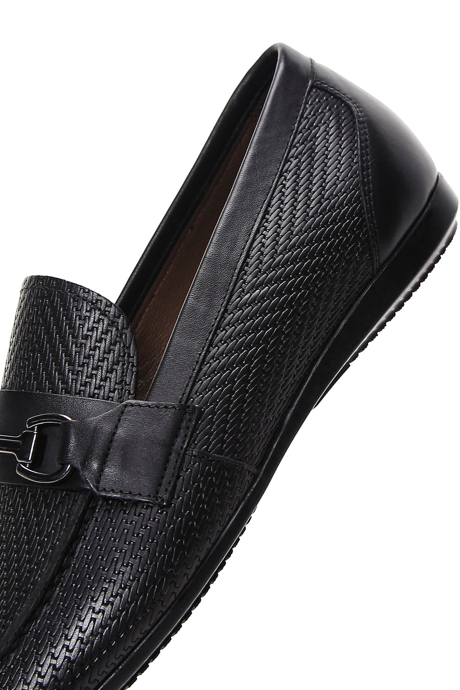 Men's Black Printed Leather Casual Loafer