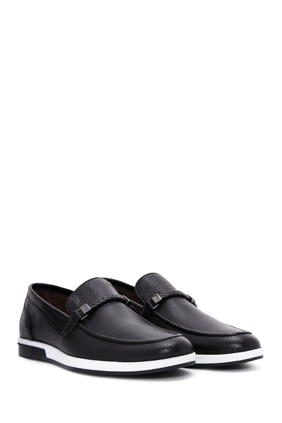 Men's Black Leather Casual Loafer