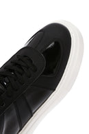 Erkek Siyah Bağcıklı Rugan Deri Casual Sneaker | Derimod