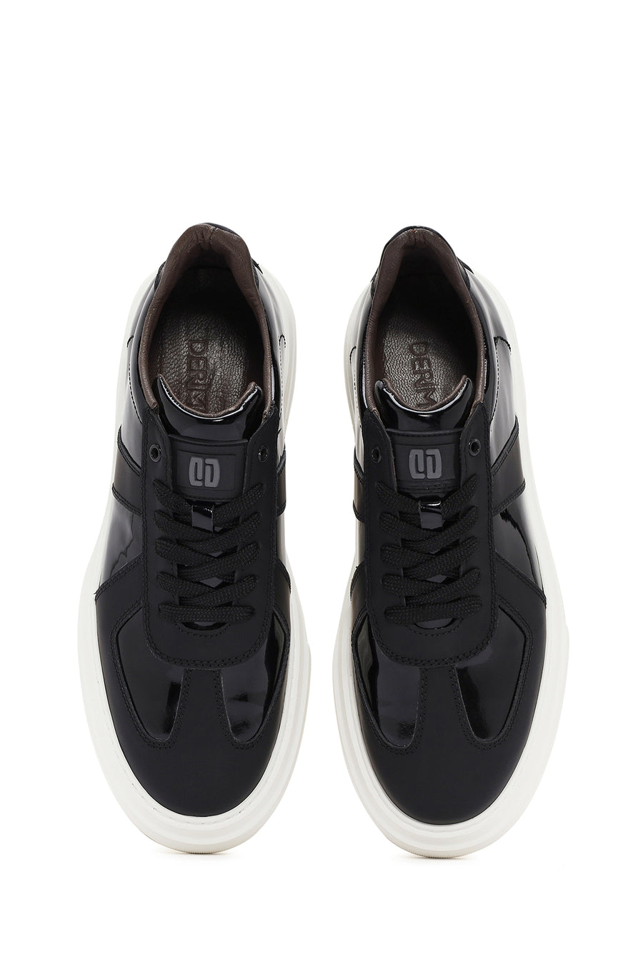 Erkek Siyah Bağcıklı Rugan Deri Casual Sneaker