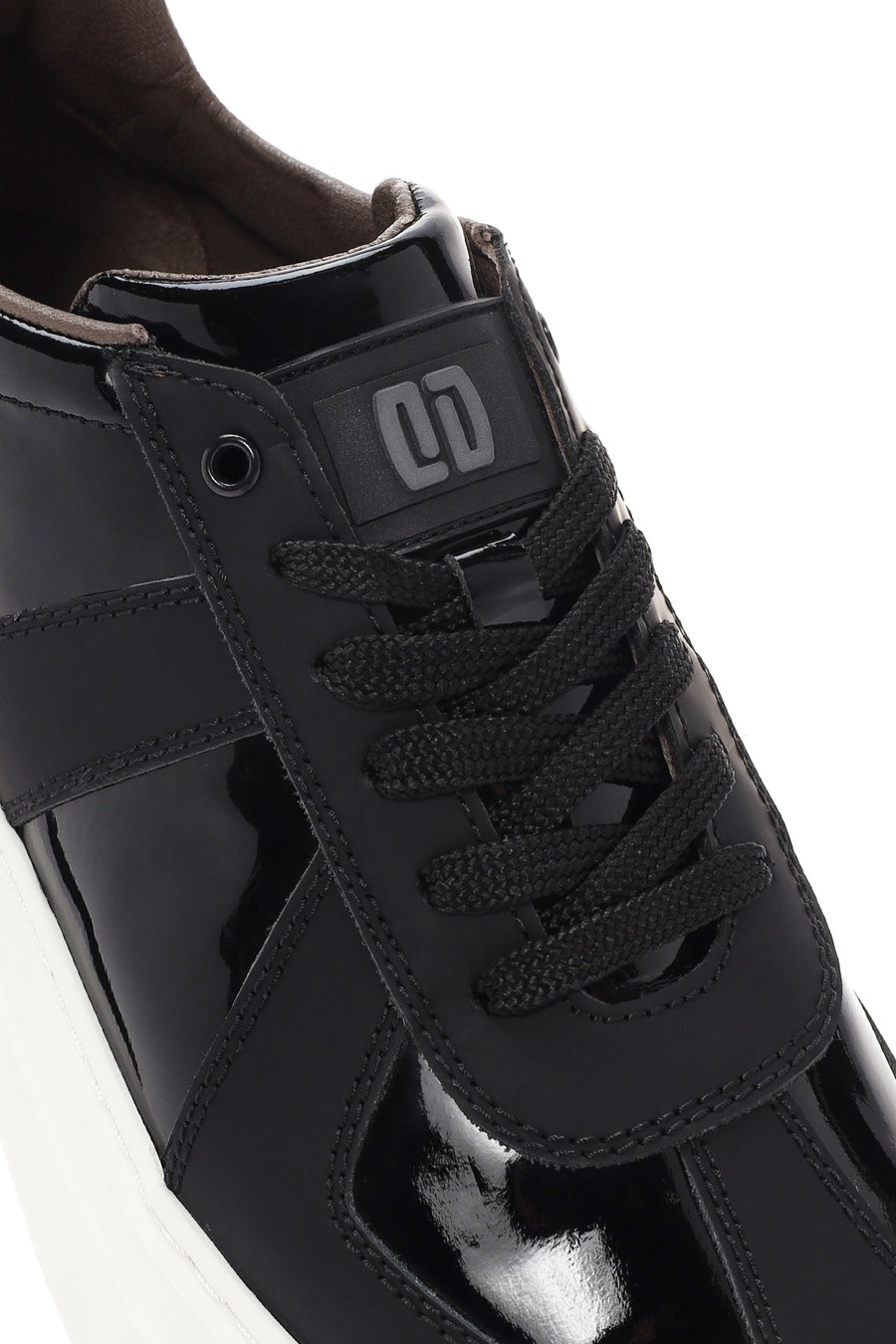 Erkek Siyah Bağcıklı Rugan Deri Casual Sneaker