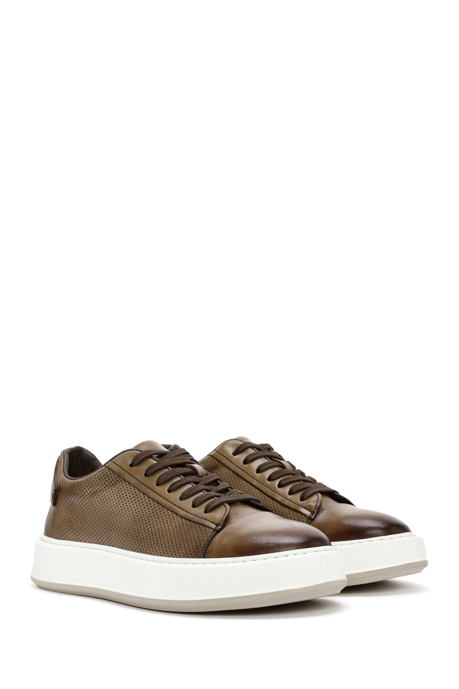 Men's Tan Lace-up Leather Sneaker