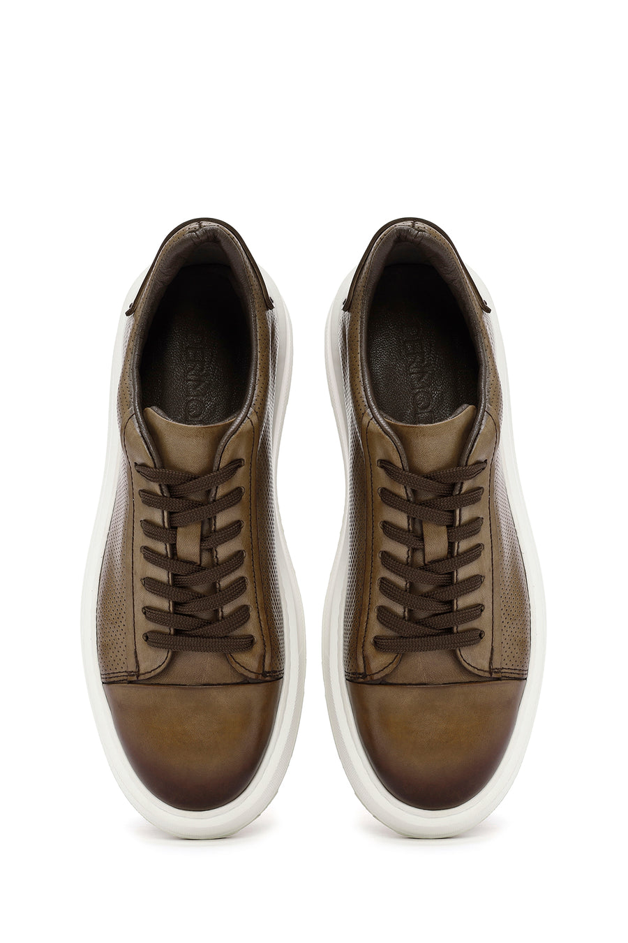 Men's Tan Lace-up Leather Sneaker