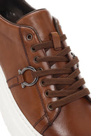 Men's Tan Lace-up Thick-Sole Leather Sneaker | Derimod