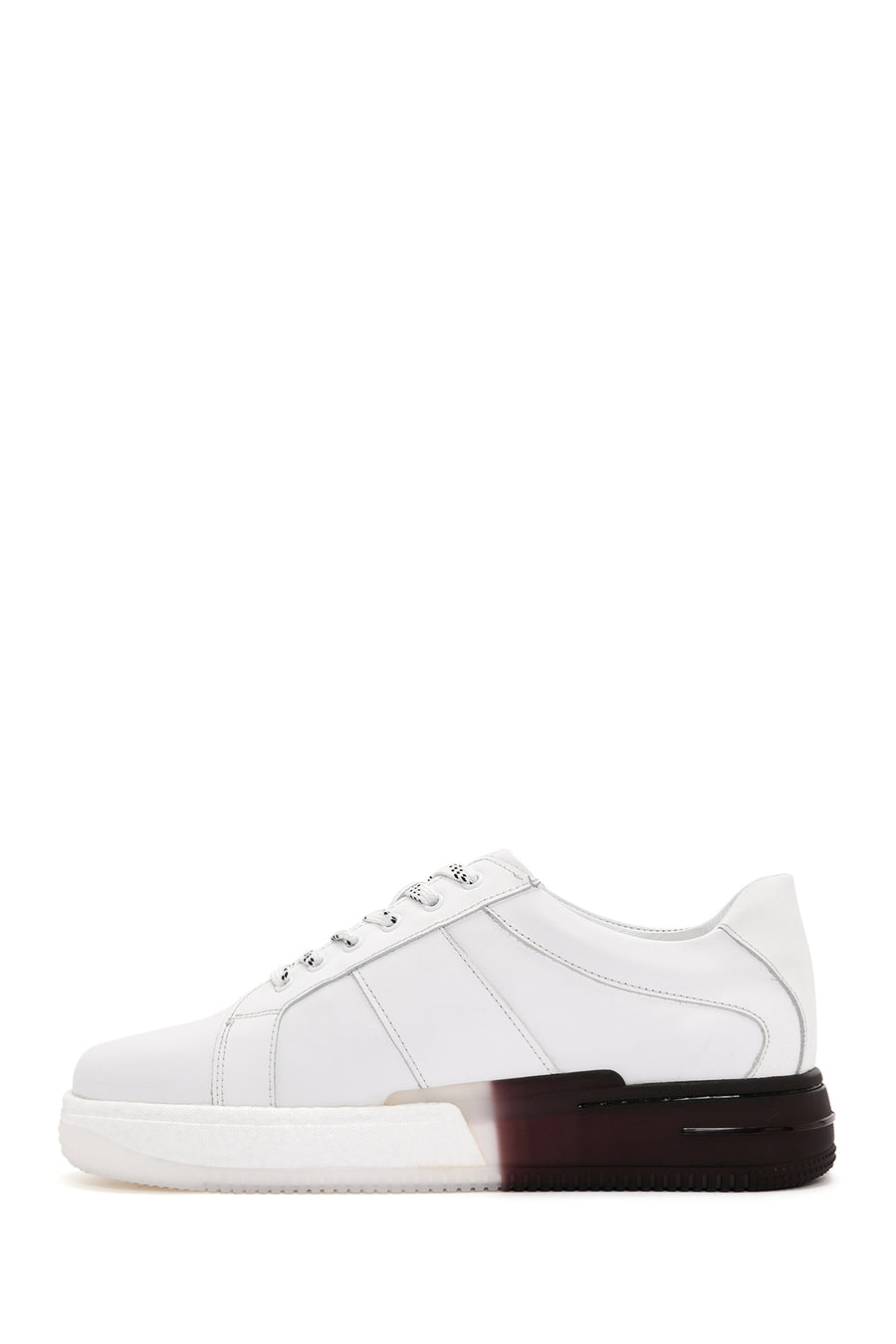 Men's White Thick Sole Lace Up Leather Sneaker