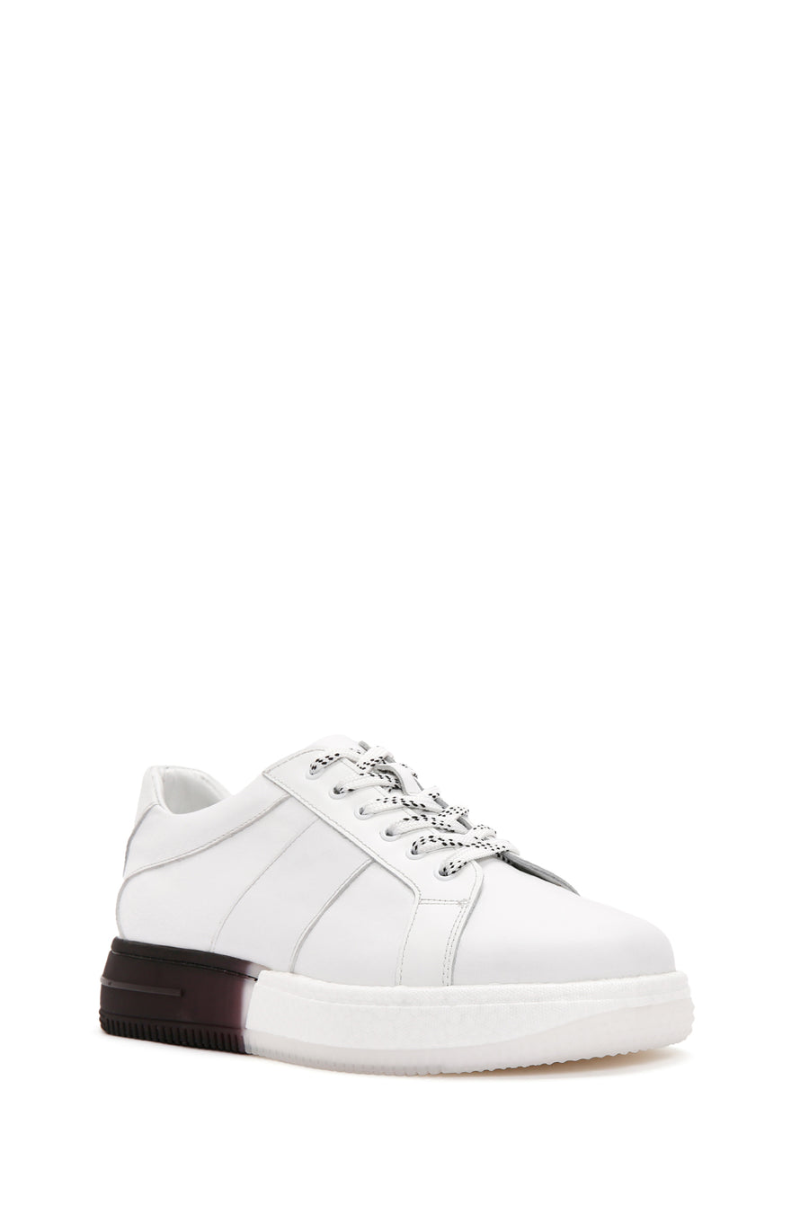 Men's White Thick Sole Lace Up Leather Sneaker
