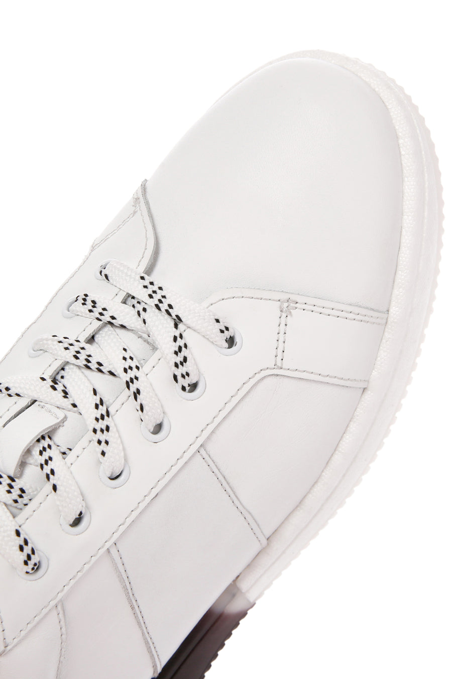 Men's White Thick Sole Lace Up Leather Sneaker