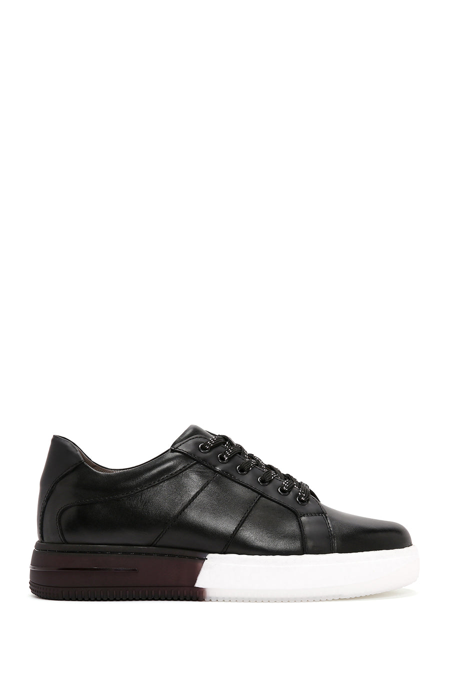 Men's Black Thick Sole Lace Up Leather Sneaker 24SFD602018 | Derimod