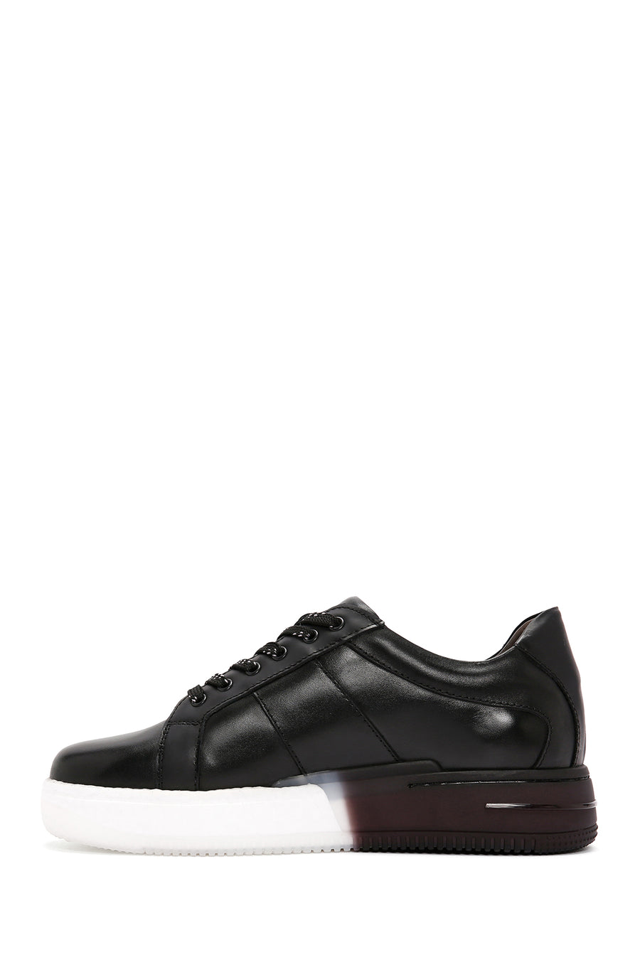 Men's Black Thick Sole Lace Up Leather Sneaker