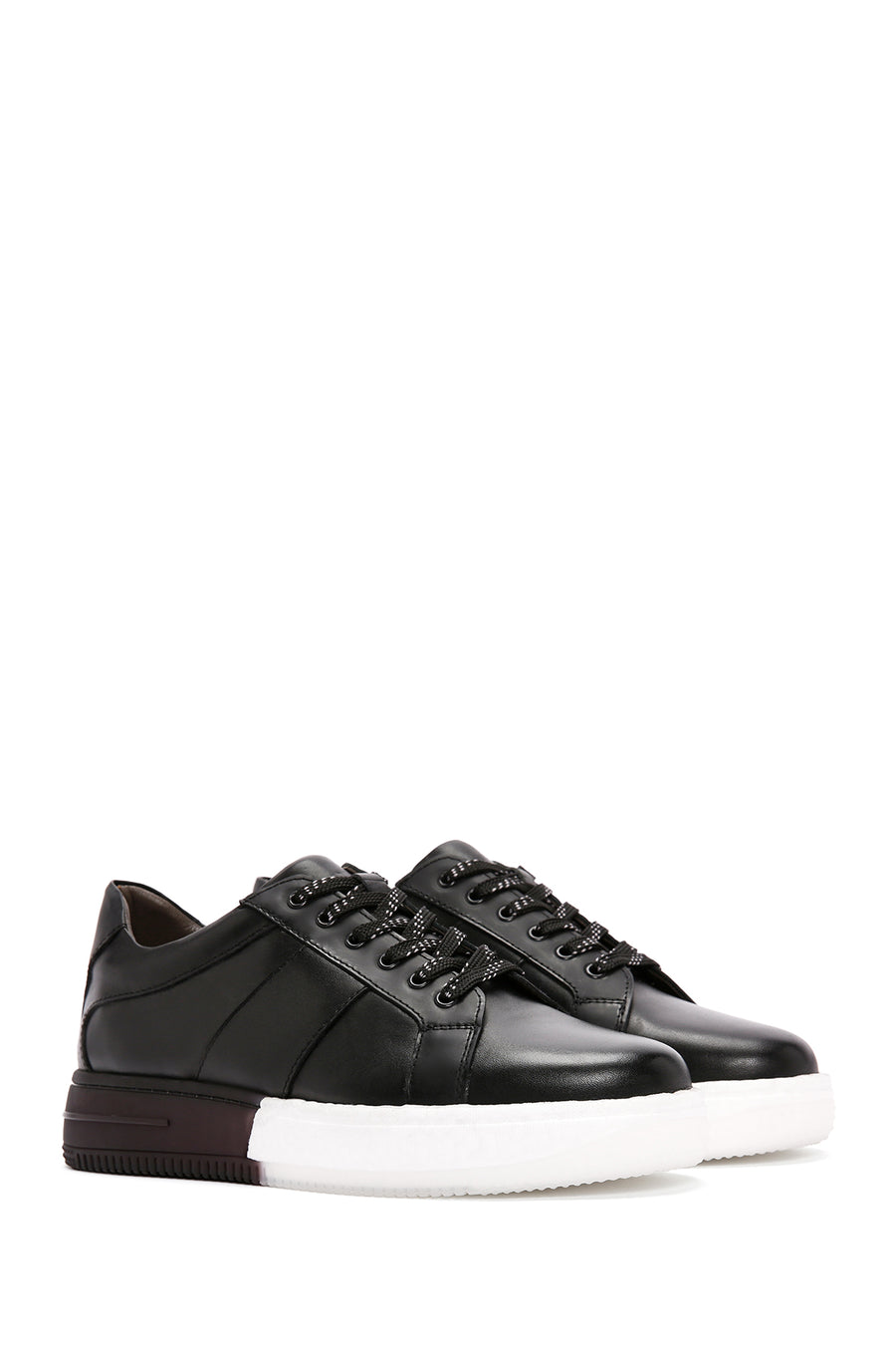 Men's Black Thick Sole Lace Up Leather Sneaker