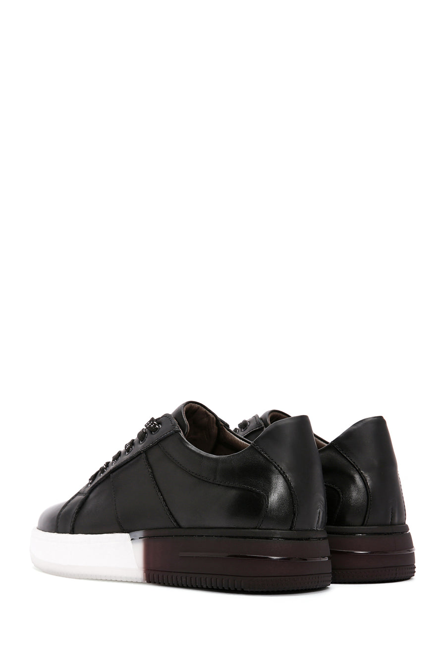 Men's Black Thick Sole Lace Up Leather Sneaker