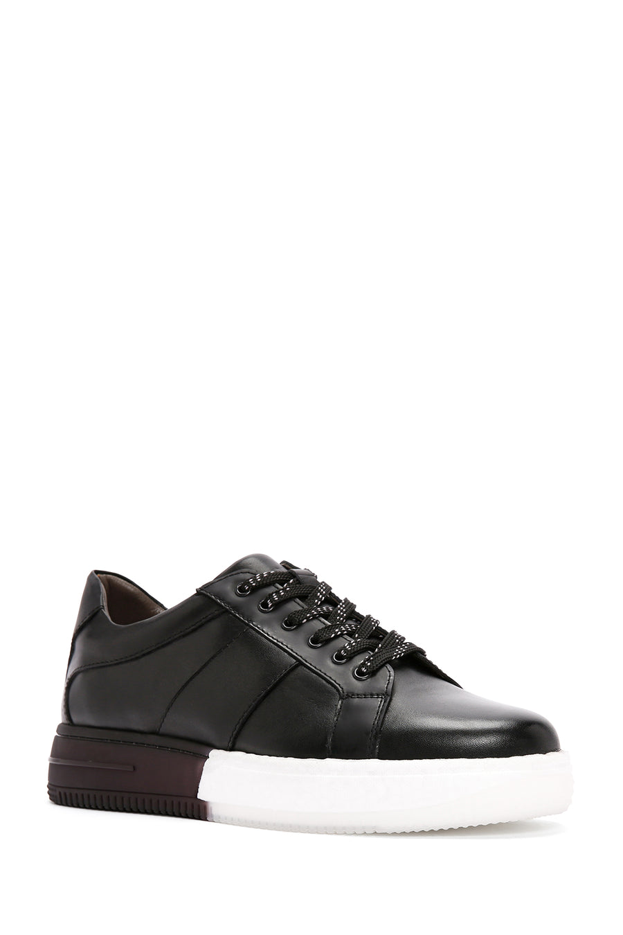 Men's Black Thick Sole Lace Up Leather Sneaker