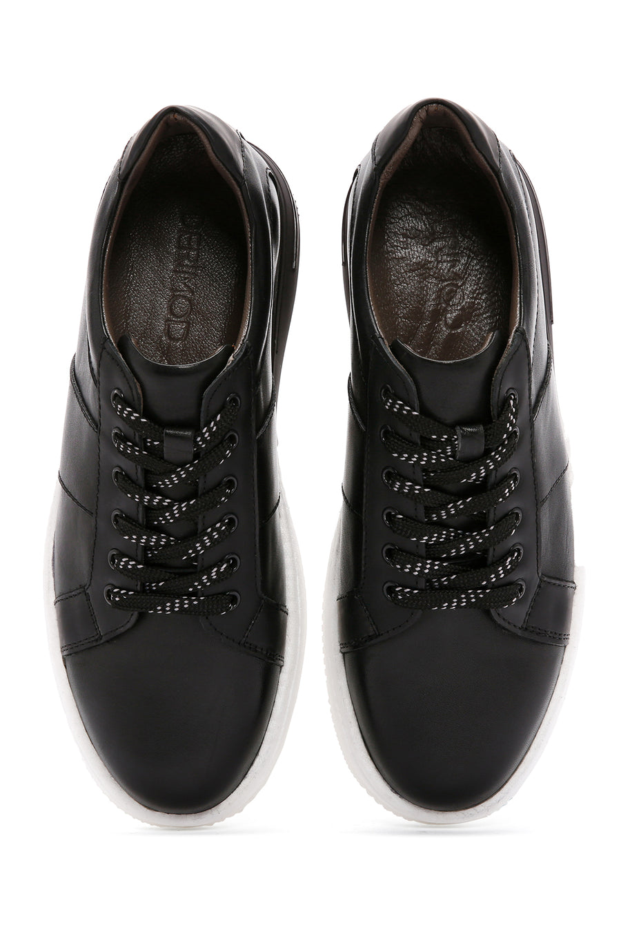 Men's Black Thick Sole Lace Up Leather Sneaker