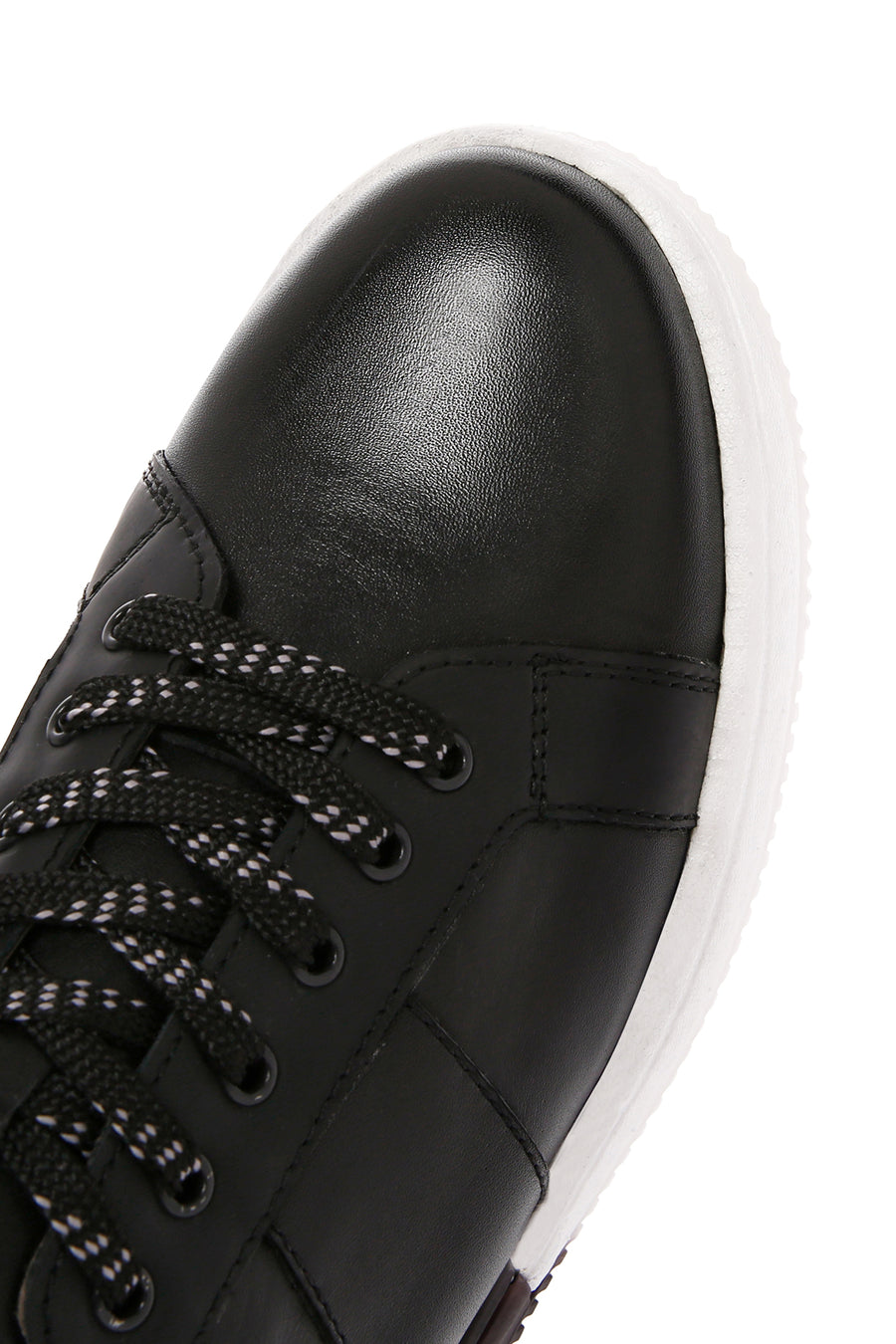 Men's Black Thick Sole Lace Up Leather Sneaker