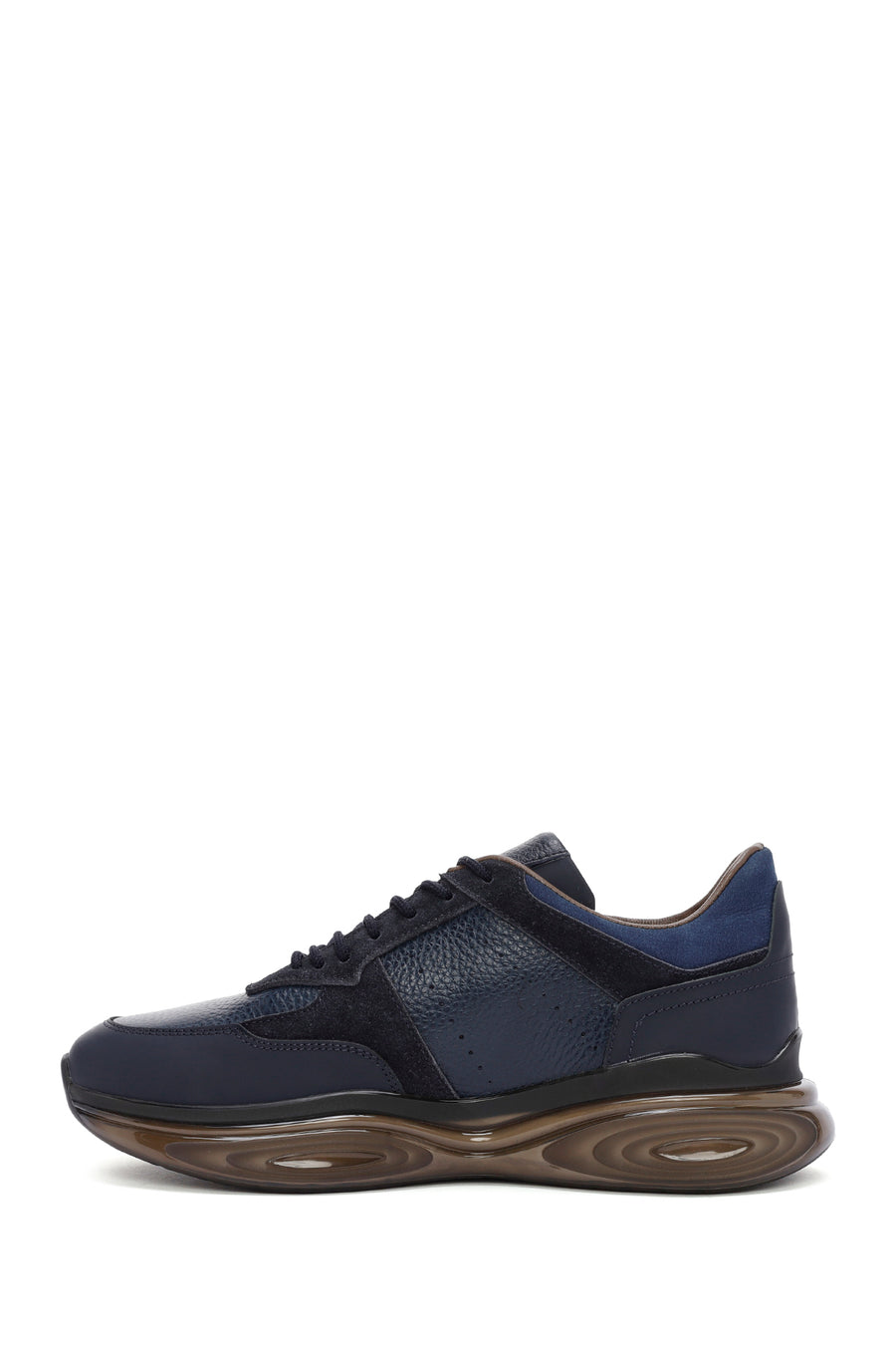 
Men's Navy Thick Sole Lace-Up Leather Casual Sneaker
