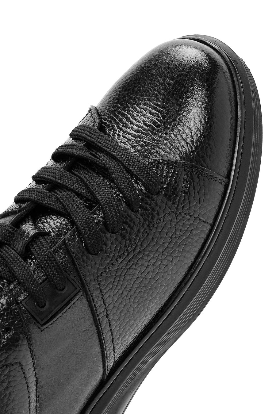 
Men's Black Lace-Up Leather Sneaker
