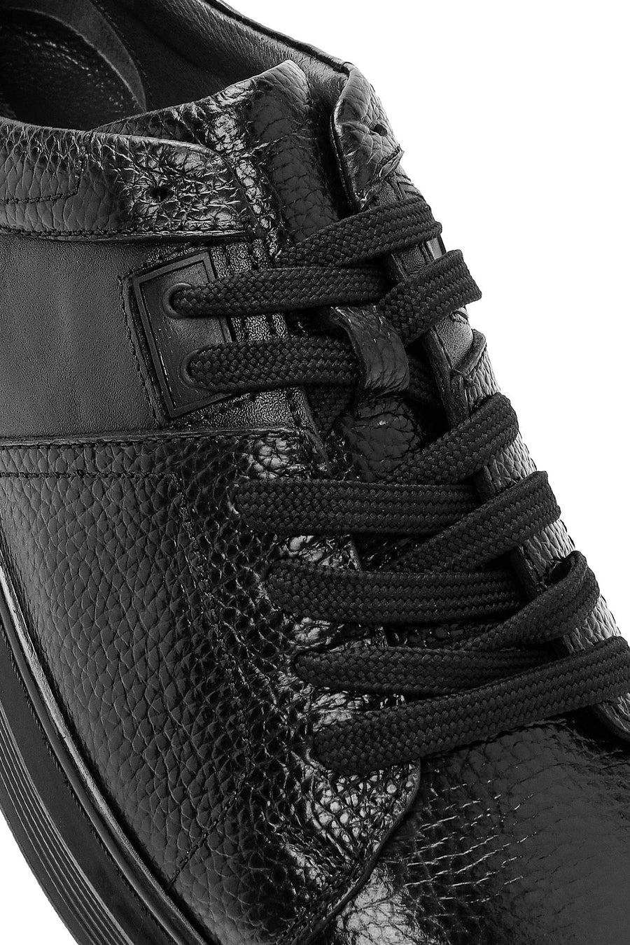 
Men's Black Lace-Up Leather Sneaker
