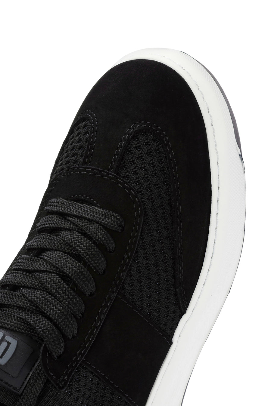 Men's Black Leather Detailed Lace Up Fabric Sneaker