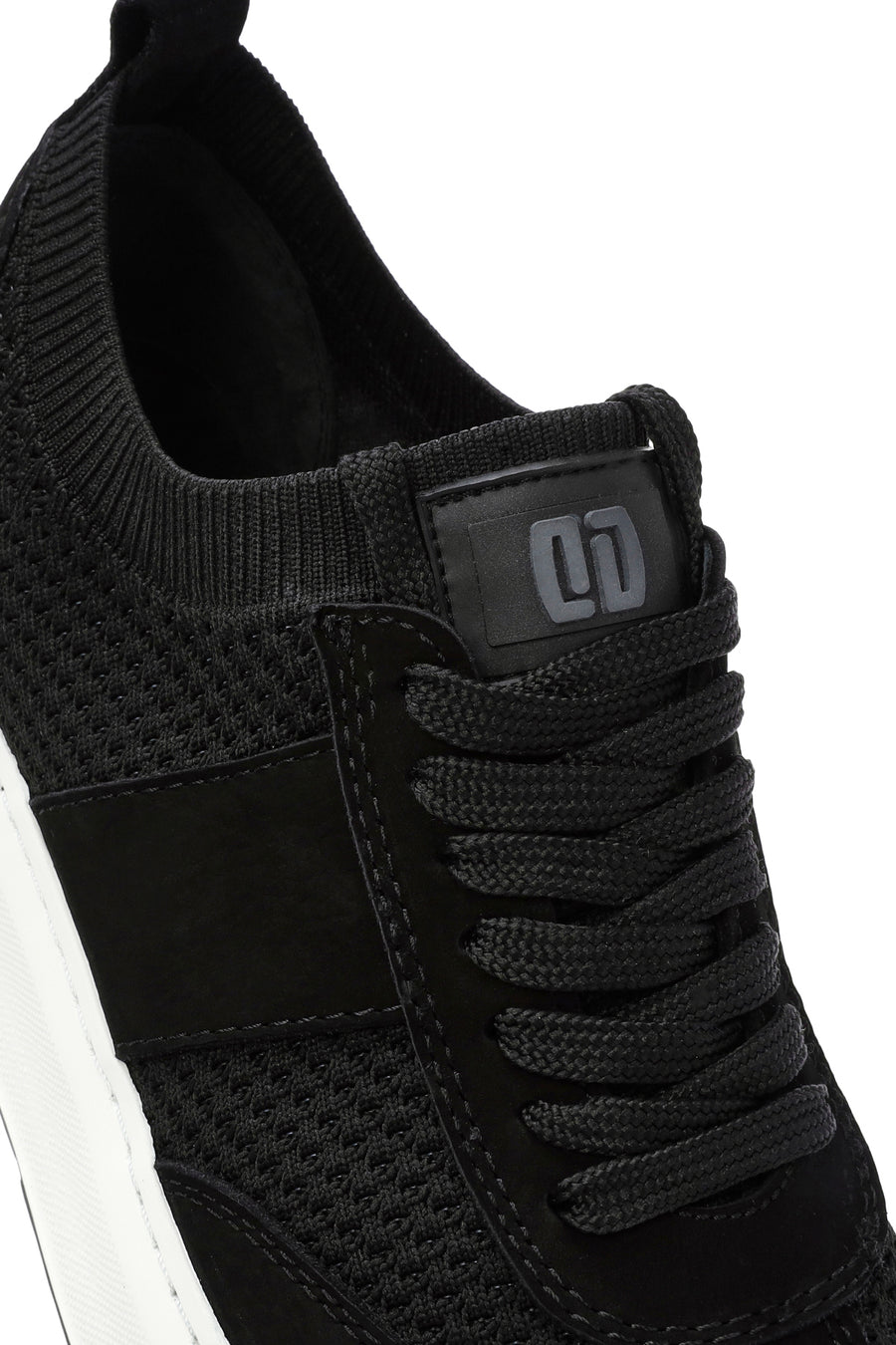 Men's Black Leather Detailed Lace Up Fabric Sneaker