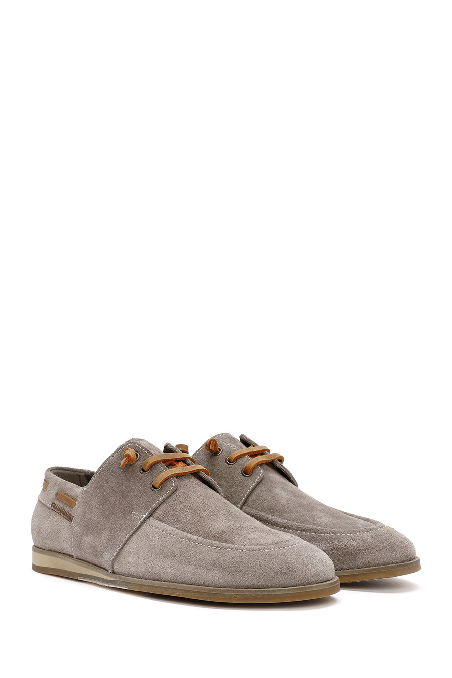 Men's Beige Lace-up Suede Leather Casual Shoes