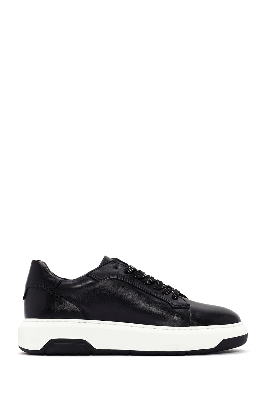 Men's Black Thick Sole Lace Up Leather Sneaker 24SFD602718 | Derimod