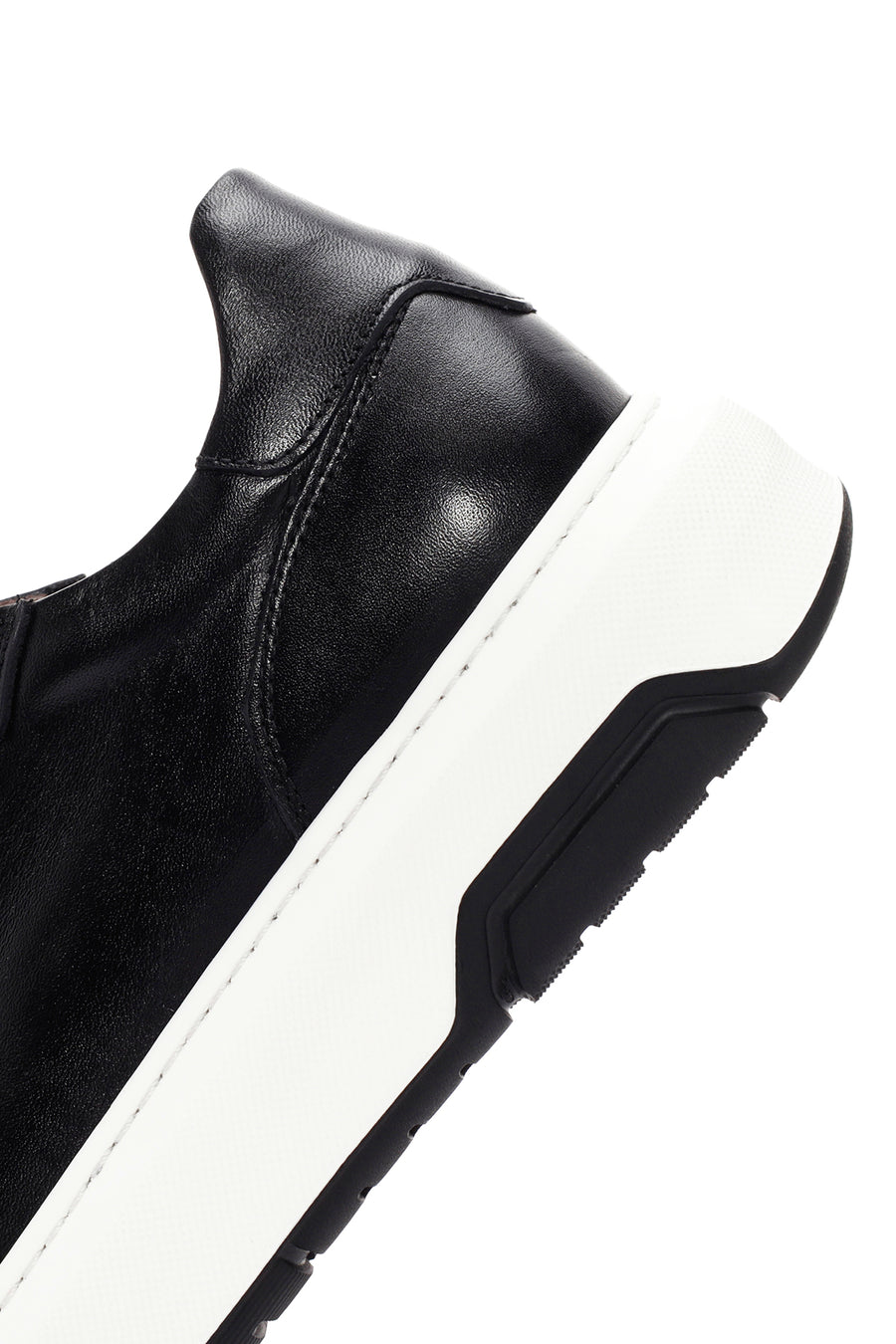 Men's Black Thick Sole Lace Up Leather Sneaker