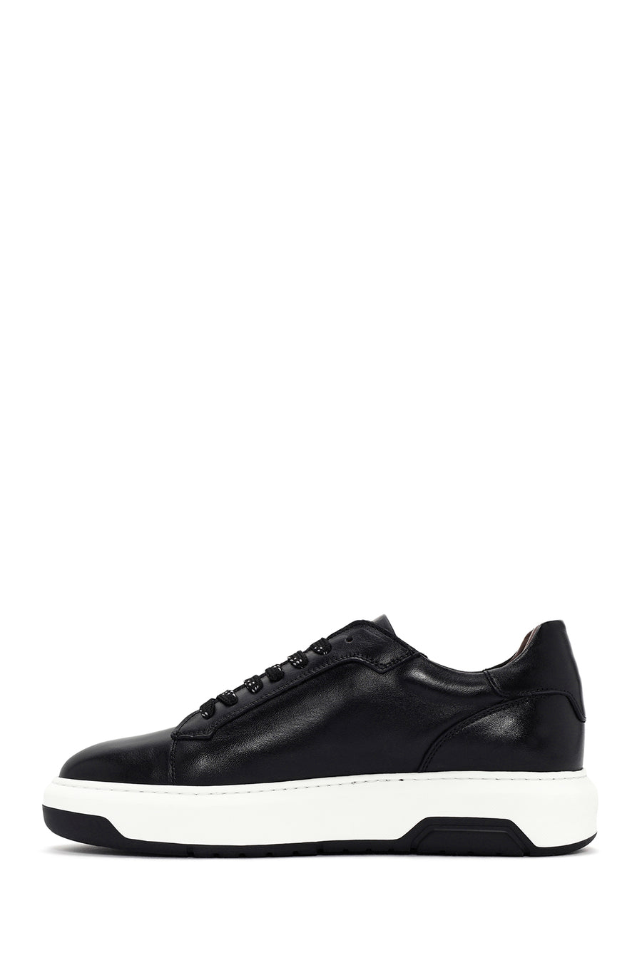 Men's Black Thick Sole Lace Up Leather Sneaker