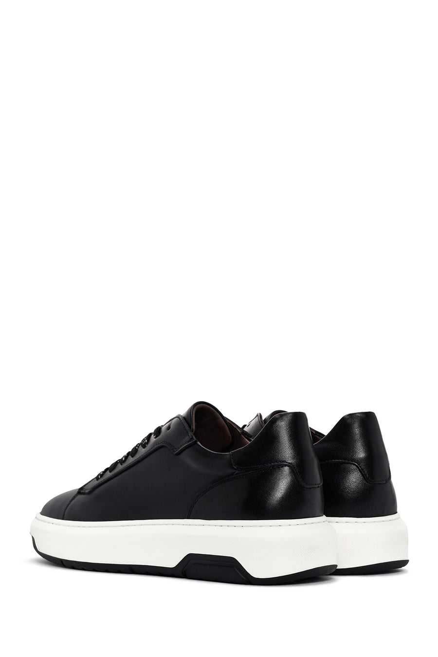 Men's Black Thick Sole Lace Up Leather Sneaker