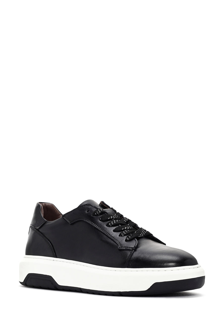 Men's Black Thick Sole Lace Up Leather Sneaker