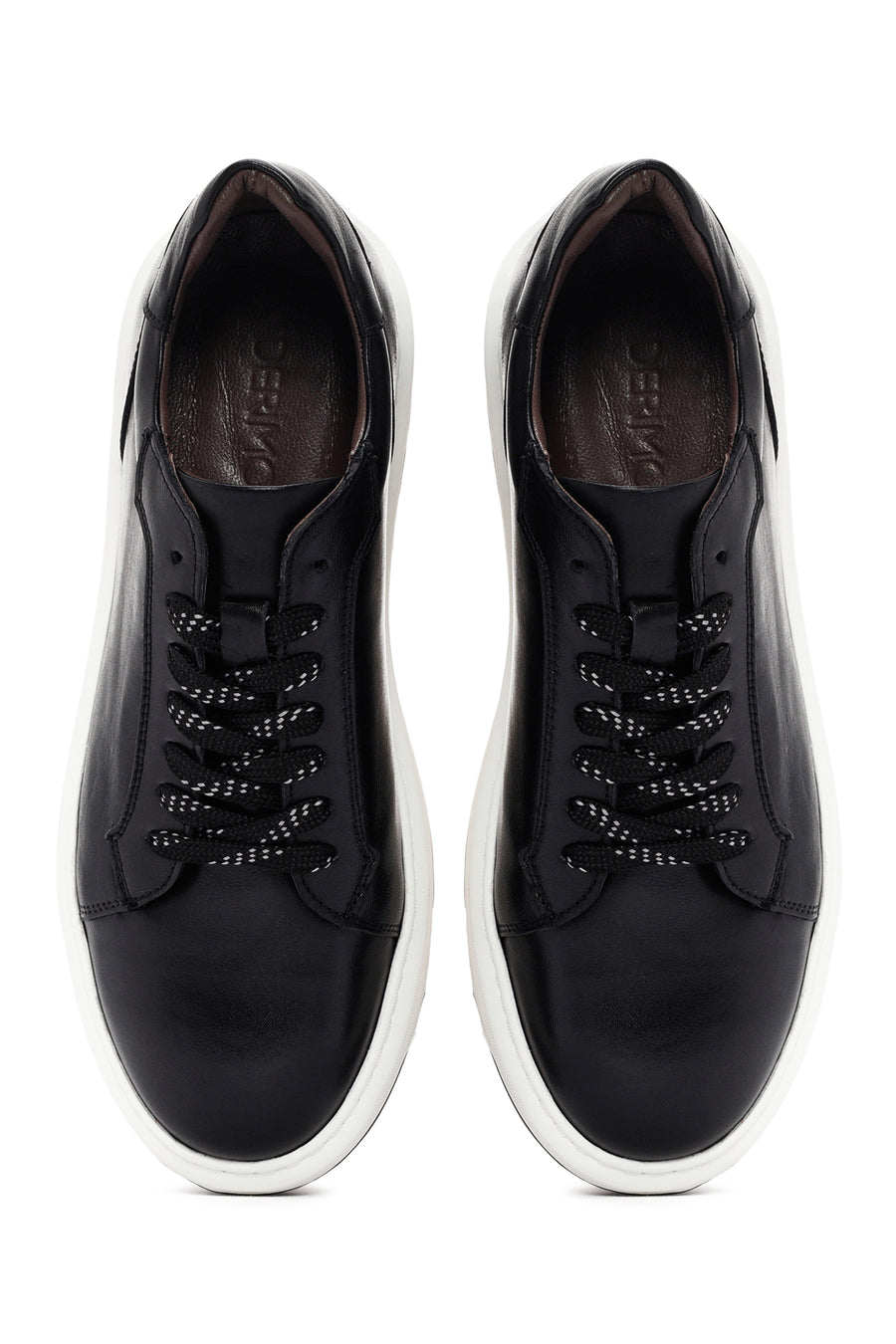 Men's Black Thick Sole Lace Up Leather Sneaker