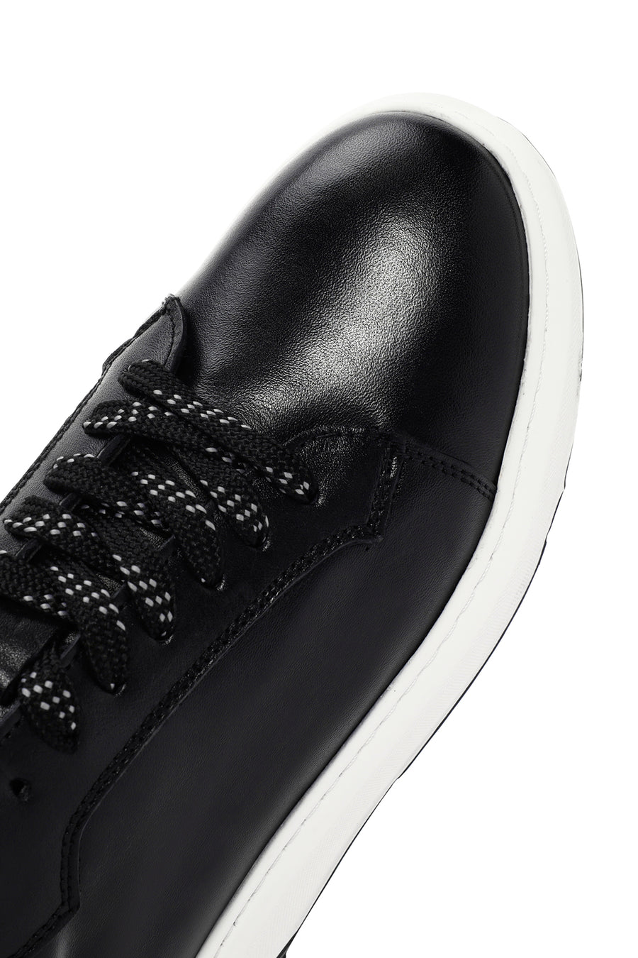 Men's Black Thick Sole Lace Up Leather Sneaker