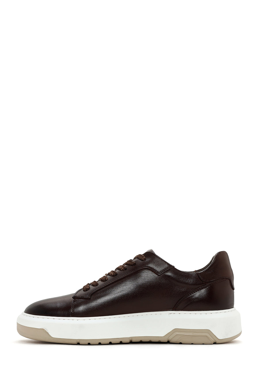 Men's Brown Thick Sole Lace Up Leather Sneaker