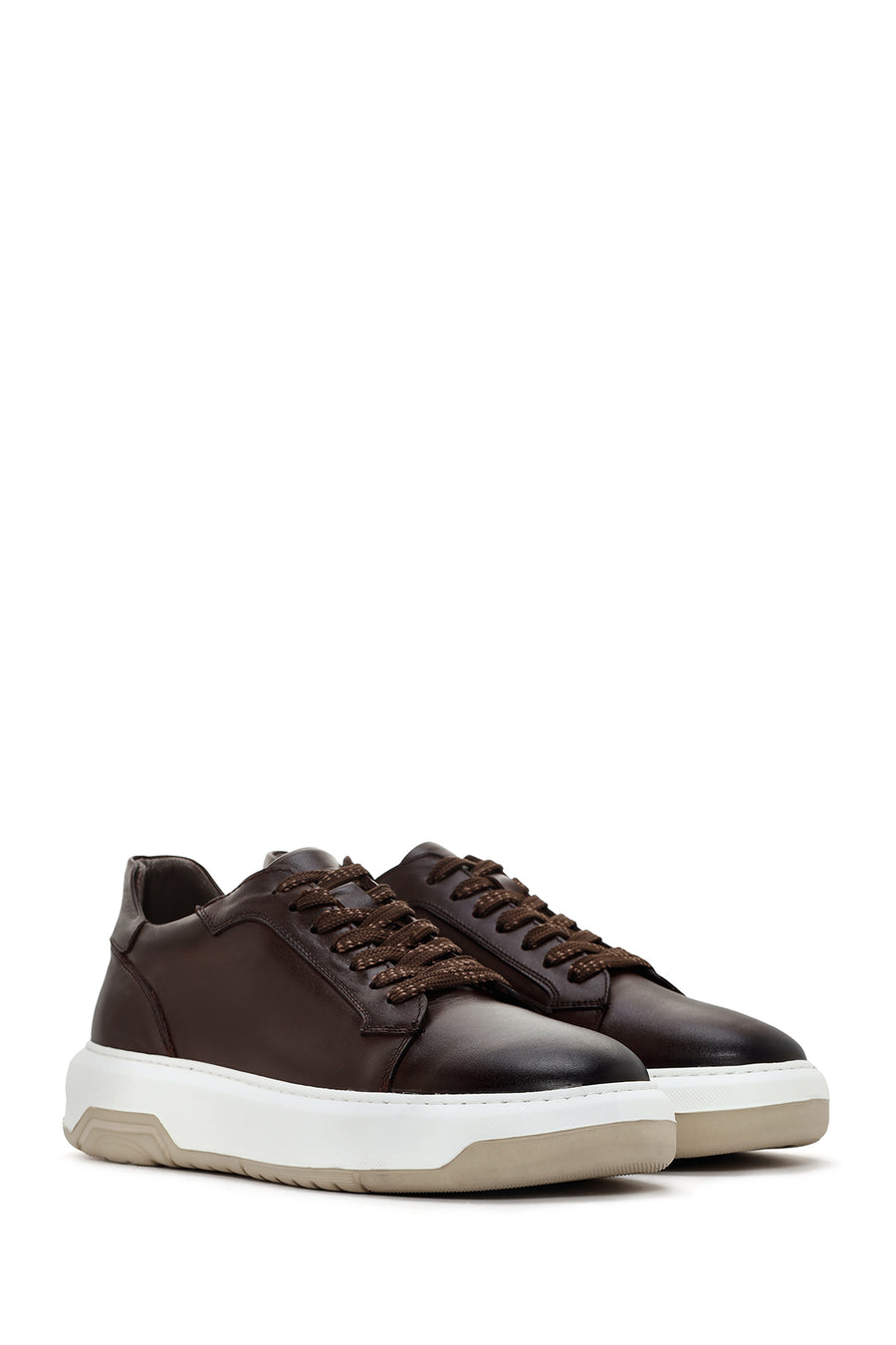 Men's Brown Thick Sole Lace Up Leather Sneaker