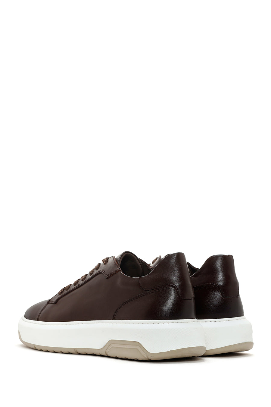 Men's Brown Thick Sole Lace Up Leather Sneaker