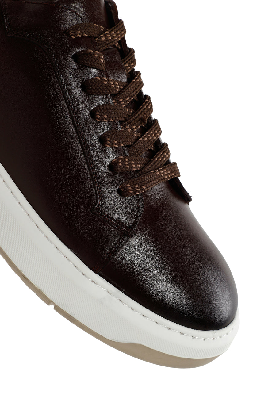 Men's Brown Thick Sole Lace Up Leather Sneaker